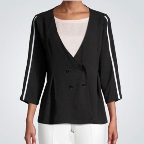 DOUBLE Breasted Cut Blazer XL oversized
Black w White Side Stripe NWT - Picture 4 of 6